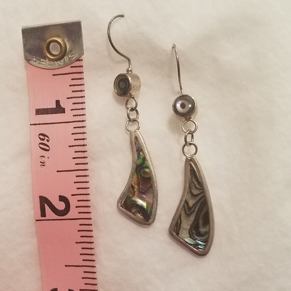Abalone Shell Sterling Silver Earrings - Picture 2 of 4